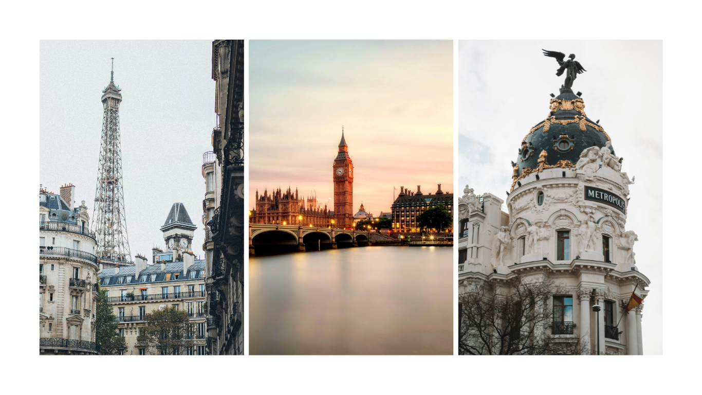 Paris, Londres e Madri